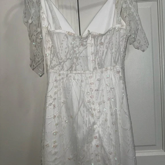 Lucy in the Sky Lace Sequin Dress w/ Bow Strap - perfect for soon to be brides! - Picture 4 of 5